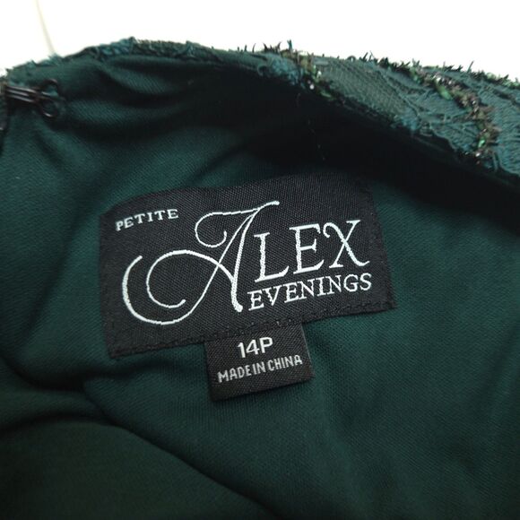 NWT Alex Evenings Womens 14P Green Long Rosette Mother of The Bride Dress - Picture 4 of 7